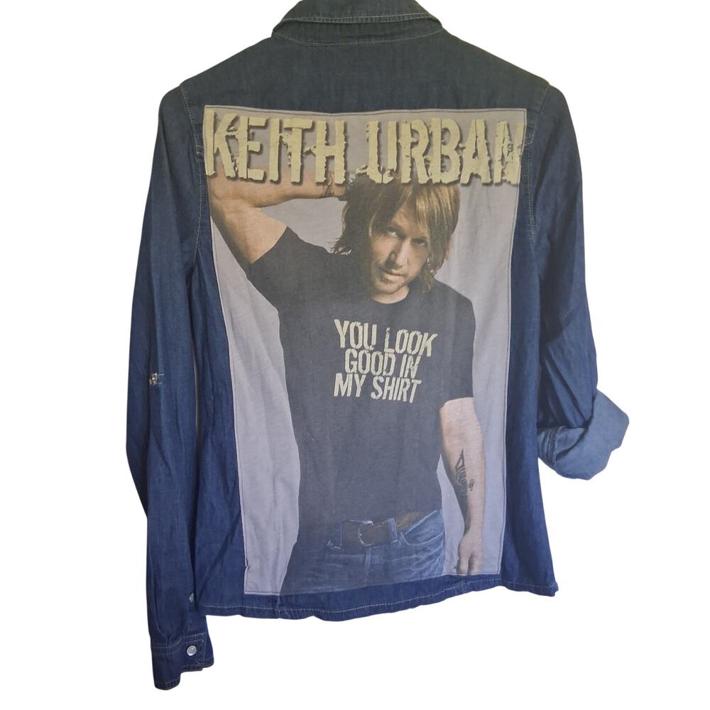 Keith Urban Upcycled Denim Shirt M Country Concert Western